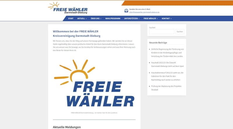 Internetseite Kreisvereinigung FREIE WÄHLER Darmstadt-Dieburg